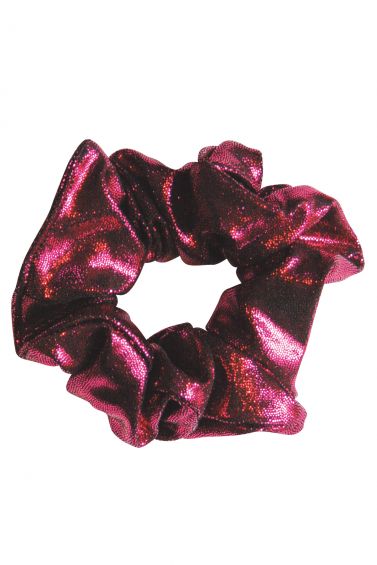 Berry Shiny Lycra Foil Print Hair Scrunchie